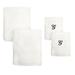 Authentic Hotel and Spa 4-piece White Turkish Cotton Towel Set with Black Monogrammed Initial Hand Towel