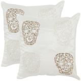 SAFAVIEH Quatre Skull Gold Throw Pillows (18-inches x 18-inches) (Set of 2)