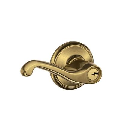 Schlage Flair Antique Brass Entry Lockset ANSI Grade 2 1-3/8 in.