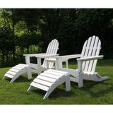 Wyndtree 4 Piece Recycled Plastic Folding Adirondack Chair with Ottoman Set, Made in USA