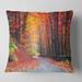 Designart 'Road in Beautiful Autumn Forest' Modern Forest Throw Pillow