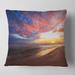 Designart 'Colored Clouds in Beach at Sunset' Seashore Throw Pillow