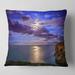 Designart 'Moon Reflecting in Blue Sea' Modern Seascape Throw Pillow