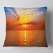 Designart 'Orange Sea Sunrise under Blue Sky' Seashore Throw Pillow