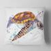 Designart 'Brown Sea Turtle Watercolor' Contemporary Animal Throw Pillow