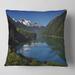Designart 'Calm Clear Lake with Mountains' Landscape Printed Throw Pillow