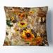 Designart 'Yellow Flowers with Brown Background' Floral Throw Pillow