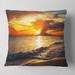 Designart 'Colorful Dramatic Sunset over Waves' Modern Beach Throw Pillow