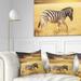 Designart 'Solitary Zebra Walking in Grassland' African Throw Pillow