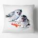 Designart 'Birds on Branch With Red Berries' Animal Throw Pillow