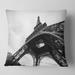 Designart 'Paris Paris Eiffel Towerin Black and White Side View' Cityscape Throw Pillow