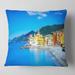 Designart 'Camogli Church on Sea and Beach View' Seashore Throw Pillow