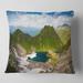 Designart 'Mountain Lake View on Bright Day' Landscape Printed Throw Pillow