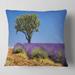 Designart 'Lone Green Tree in Lavender Field' Landscape Printed Throw Pillow