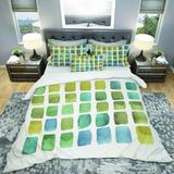 Designart 'Geometric Maze of Blue And Green' Geometric Bedding Set - Duvet Cover & Shams