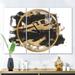 Designart 'Gold and Black drift I' Glam 3 Panels Large Wall CLock - 36 in. wide x 28 in. high - 3 panels