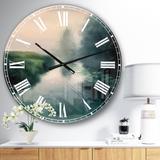 Designart 'Twilight Fog Lakeshore' Landscape & Nature Large Wall CLock