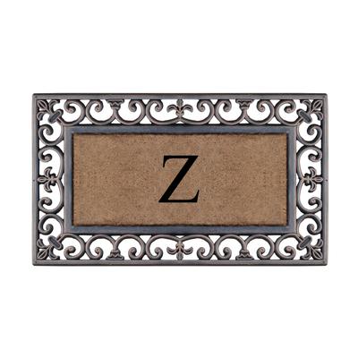 Rubber Coir Classic Paisley Border Bronze Monogrammed Doormat