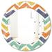 Designart 'Retro Chevron In Orange Blue and Yellow' Printed Bohemian and Eclectic Frameless Oval or Round Wall Mirror