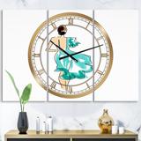Designart 'Evening Dress Fashion' Large Fashion Wall Clock - 3 Panels - 36 in. wide x 28 in. high - 3 Panels