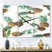 Designart 'Pineapple Summer Bliss V' Oversized Mid-Century wall clock - 3 Panels - 36 in. wide x 28 in. high - 3 Panels