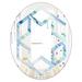 Designart 'Blue Silver Spring I' Printed Modern Round or Oval Wall Mirror - Hexagon Star