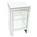 26 Inch Beveled Mirror Chest with 1 Drawer, Silver