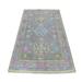 Shahbanu Rugs Colorful Gray Fusion Kazak Pure Wool Geometric Design Hand Knotted Oriental Rug (5'0" x 6'6") - 5'0" x 6'6"