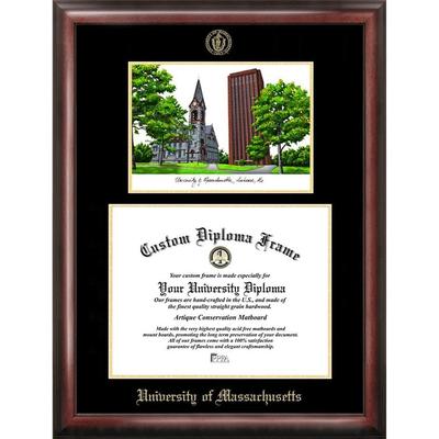 University of Massachusetts 11w x 8.5h Gold Embossed Diploma Frame with Campus Images Lithograph