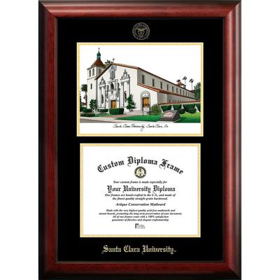 Santa Clara University 10w x 8h Gold Embossed Diploma Frame with Campus Images Lithograph