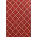 Contemporary Trellis Red Oriental Area Rug Hand-tufted Wool Carpet - 9'0" x 12'0"