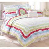 Porch & Den Appledale Red Ruffled Cotton Reversible Quilt Bedding Set - Blue/Yellow/White/Green/Red/Pink