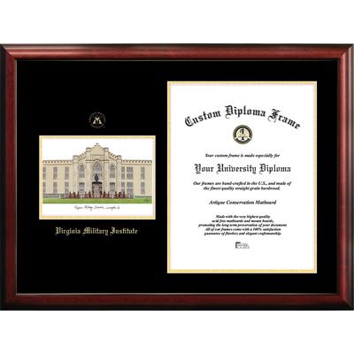 Virginia Military Institute 15.75w x 20h Gold embossed Diploma Frame with Campus Images Lithograph