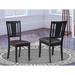 East West Furniture Dudley Dining Chairs With Slatted Wood Chairs Back, Set of 2, Black Finish(Seats Type Options)