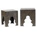 A&B Home Pearl and Black Mosiac Tile Moorish Style Stools (Set of 2)