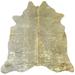 Ivory/Gold Authentic Cowhide - Hair-on Cowhide Real Leather - 5' x 7' - 5' x 7'