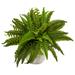 Nearly Natural Green/White Faux Boston Fern in Planter