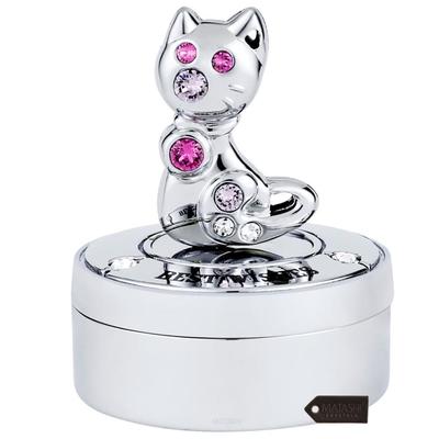 Chrome Plated Mini Silver Kitty Cat Keepsake Box by Matashi