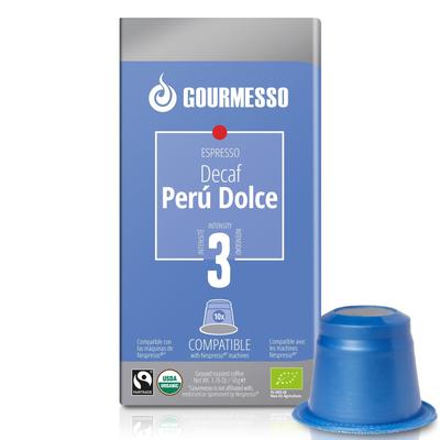 Gourmesso Decaf Peru Dolce 5x Pack - 50 coffee capsules compatible with Nespresso - M