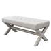 Collins Linen Button Tufted Bench with Silver Nailhead Trim