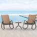 3 PCS Patio Bistro Set, Rocking Chairs with Tempered Class Coffee Table Side Table
