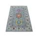 Shahbanu Rugs Colorful Gray Fusion Kazak Pure Wool Geometric Design Hand Knotted Oriental Rug (3'3" x 5'0") - 3'3" x 5'0"