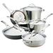 Anolon Nouvelle Copper Stainless Steel and Nonstick Cookware Induction Pots and Pans Set, 11-Piece, Silver and Black