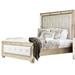 Leatherette Upholstered Wooden Queen Size Bed, Gold and Silver