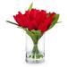 Enova Home Artificial 18 Heads Fake Tulips Silk Flowers in Glass Vase with Faux Water for Home Wedding Decoration - N/A