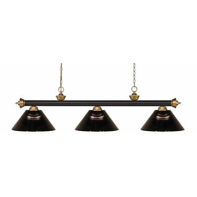 Avery Home Lighting Riviera Bronze & Satin Gold Smoke 3 Light Billiard Light - Bronze + Satin Gold