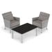 Oxford Garden Argento 3-piece Resin Wicker Club Chair & Travira Lite-Core Coffee Table Set - Stone Cushion & Pillow