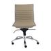 HomeRoots 26.38" X 25.99" X 38.19" Low Back Office Chair without Armrests in Taupe with Chromed Steel Base
