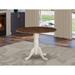 East West Furniture Dublin Modern Kitchen Table - a Round Dining Table Top with Dropleaf & Pedestal Base, Walnut & Linen White