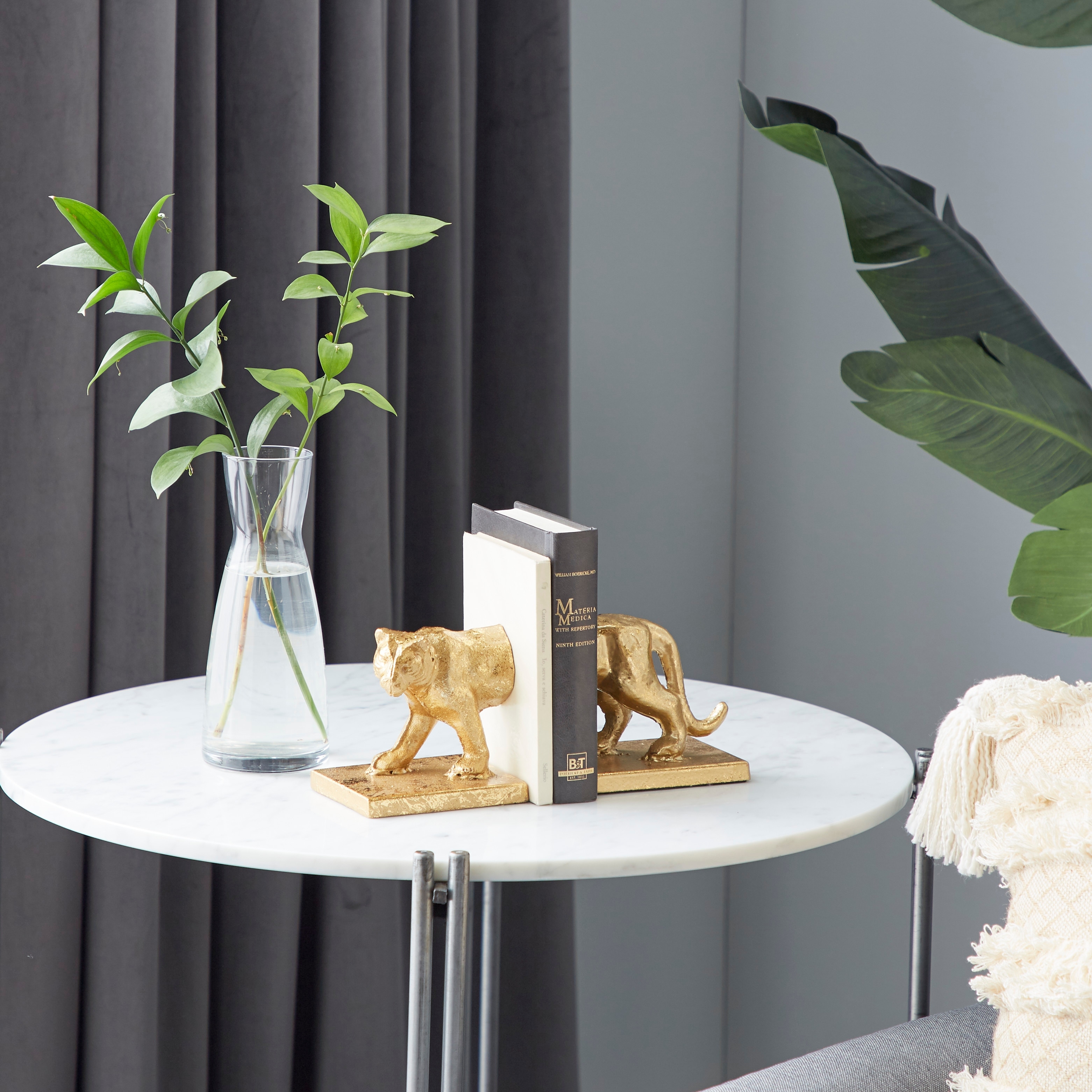 Gold Metal Leopard Decorative Bookends (Set of 2)